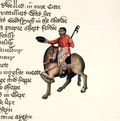 The Cook (detail) from The Canterbury Tales, by Geoffrey Chaucer, Ellesmere Manuscript, facsimile edition, 1911
